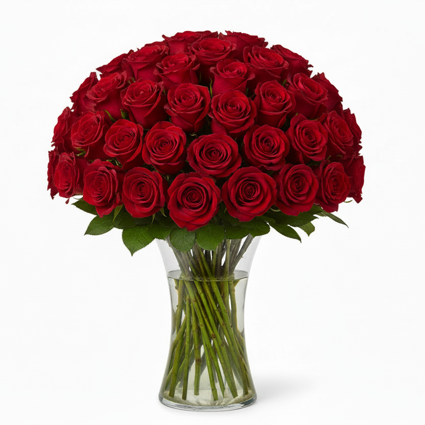 Red rozes 30 pcs in a vase